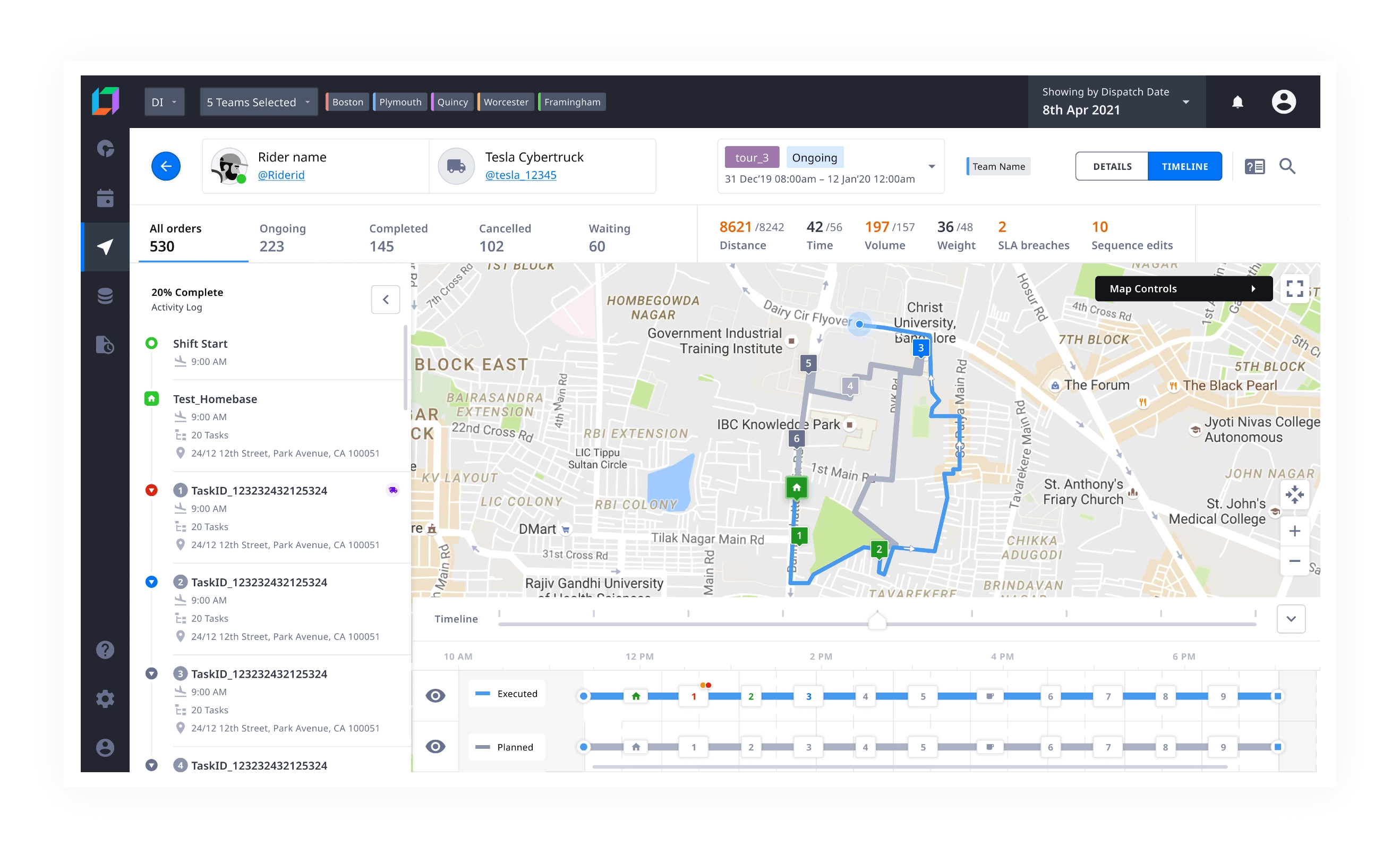 Fleet tracking software dashboard