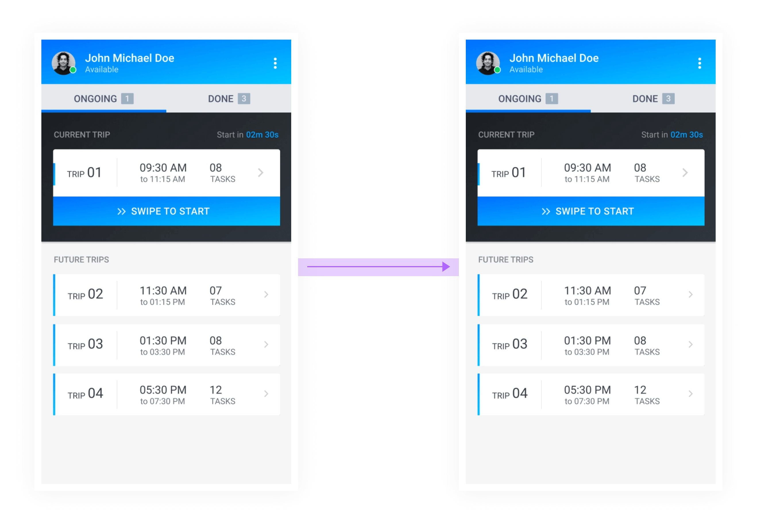 Fleet tracking systems driver companion app on smartphone