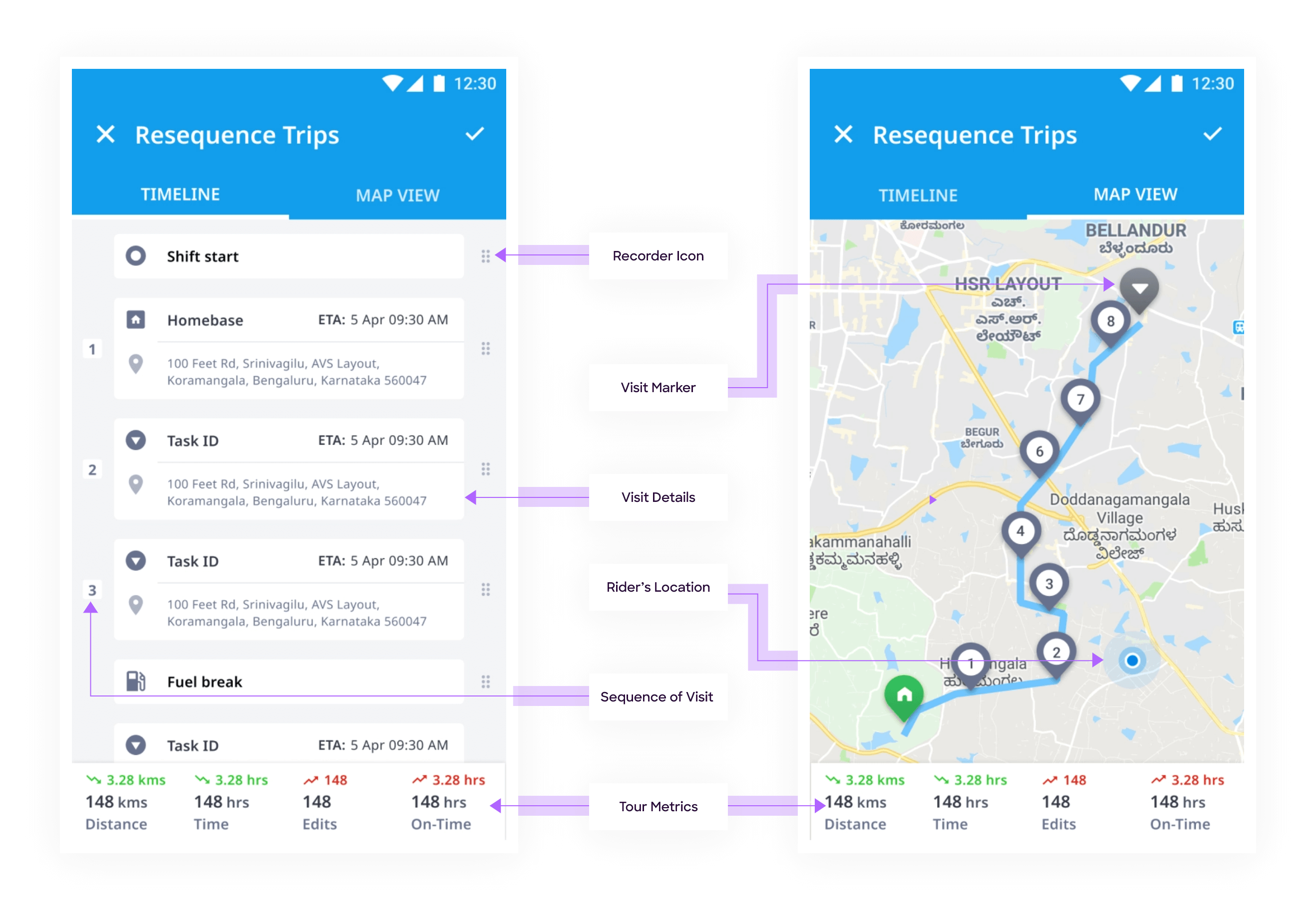 Real-time tracking feature of fleet tracking software on a smartphone