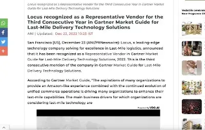 Locus Recognized as a Representative Vendor