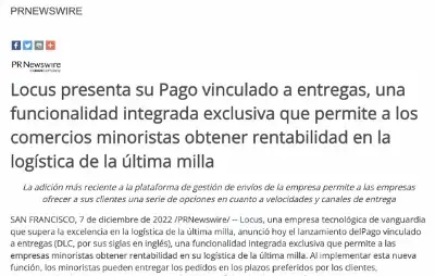 Locus presenta su Pago vinculado a entregas