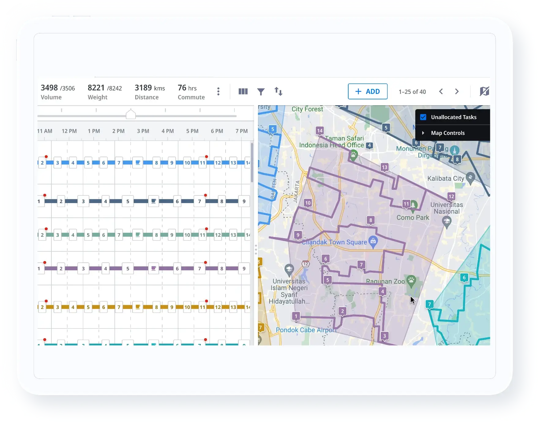 hub operations dashboard screenshot