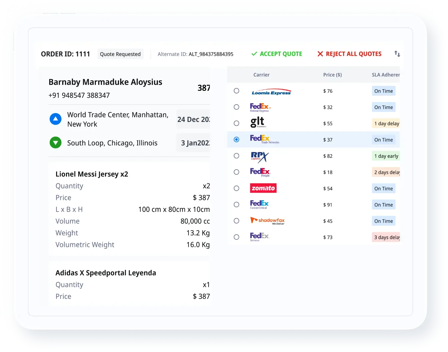 shipflex dashboard screenshot